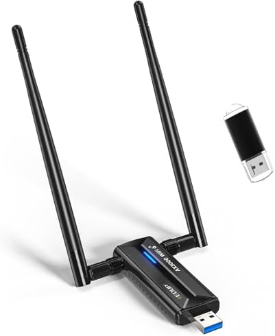 EDUP USB 3.0 WiFi 6E Adapter AX3000M Wireless WiFi Dongle Network Adapter 802.11AX Tri-Band 6GHz\/5GHz\/2.4GHz Dual 5dBi Antennas for PC Compatible with Windows 11\/10 64Bits