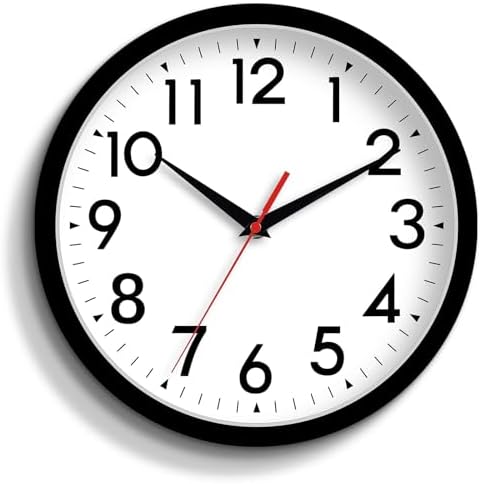 DAXSMY 0.48cm Wall Clock Silent and Non ticking Battery Powered Analog Clock Decoration Suitable for Office Kitchen Outdoor Living Room Classroom Bedroom Bathroom School (Black)