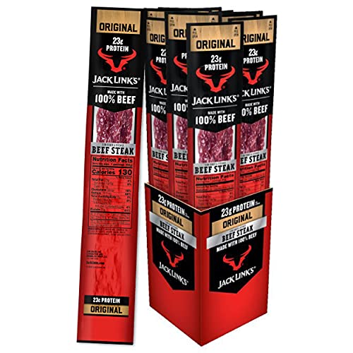 Jack Link&#39;s Beef Steak, Original - Protein Snacks, Meat Snack with 23g of Protein, Made with 100% Beef, Individually Wrapped Bulk Snack Pack, Keto Friendly - 2 Oz. (12 Count)