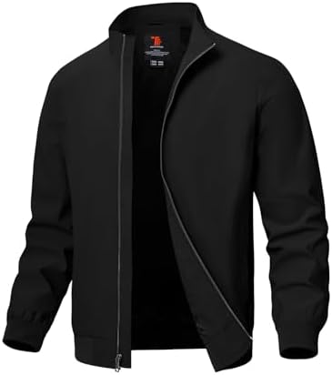 Rdruko Men&#39;s Lightweight Jackets Casual Fall Stylish Windbreaker Light Dress Zip Up Coat with 3 Pockets