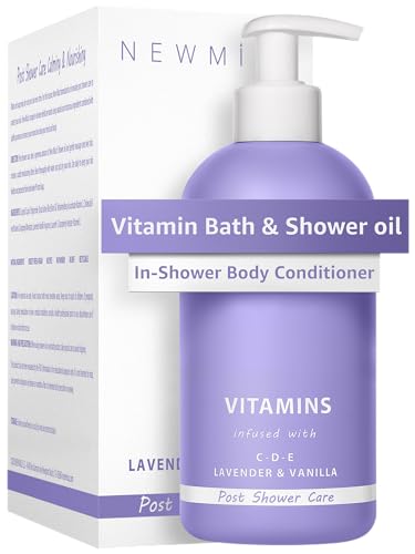 New Miuz Lavender Vitamin InShower Body Conditioner Soft Skin Natural Post Shower Care Moisturizer for Body Legs Nourishing Bath Oil Lavender Vanilla Self Care Spa Gift