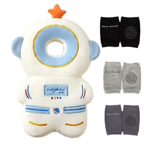 Feidoog Baby Head Protector Cushion Backpack with 3 Knee Pads for Walking &amp; Crawling,Astronauts