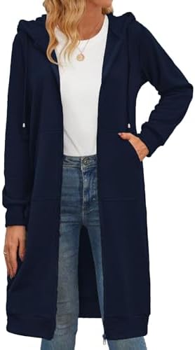 Zeagoo Women&#39;s Zip Up Hoodies Oversized Fleece Long Tunic Sweatshirts Casual Long Sleeve 2025 Fall Hoodie Jacket Coat
