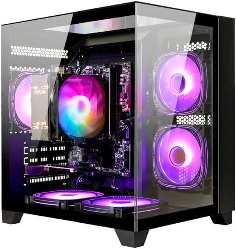 LXZ Desktop PC Computer Ryzen 5 5600GT 6 core 3.9GHz, 16G DDR4 RAM, 512G NVME SSD, Tower Computer for Home and Office (Black)