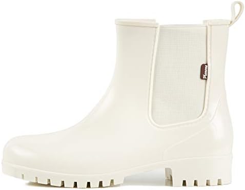 planone Short Rain Boots Women Fashion Waterproof Chelsea Boots for Women Light Outdoor Garden Shoes Ankle Muck Boots for Ladies Non Slip Work Shoes Rubber Boots with Premium Comfort Insole