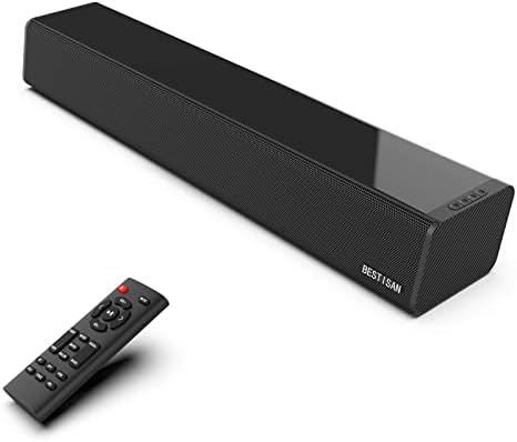 BESTISAN Sound Bars for TV, PC, Gaming, Monitor, 50 Watts Sound Bar with Bluetooth 5.0\/HDMI ARC\/Optical\/Sub Out\/AUX\/USB Connections, 3 Audio Modes, Bass Adjustable, 16 Inch, Wall Mountable (Black