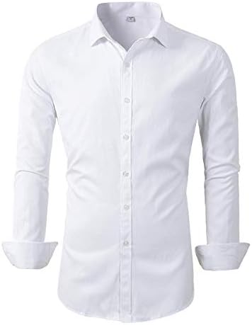 Beninos Men's Formal Shirt Solid Color Long Sleeve Texture Formal Shirt Business Casual Buckle Shirt
