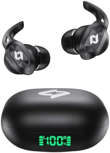 Wireless Headphones Bluetooth Earbuds with Wireless Charging Case 32H Playback LED Display in Ear Earphones Waterproof Ear buds Built in Mic Stereo Bass for iPhone Samsung Android Sport Workout Gym TV