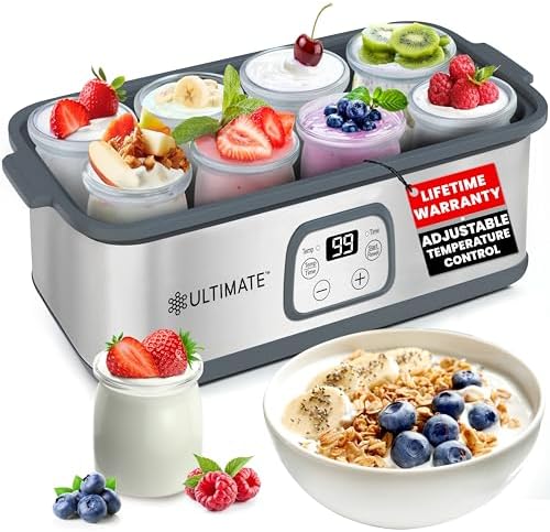 Ultimate Probiotic Yogurt Maker with Adjustable Temperature &amp; Time Control - Make Trillions of Live Probiotics &amp; Get Better Gut Health - ULTIMATE LIFETIME WARRANTY - Wellness Gifts for Men &am