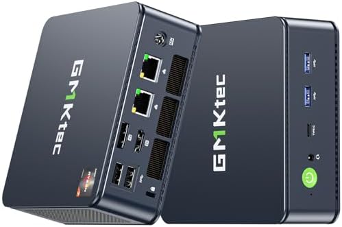 GMKtec M5 Plus Gaming Mini PC Ryzen 7 5825U (Upgraded 7430U\/ 5700U), 32GB RAM 1TB SSD Dual NIC LAN 2.5GbE Desktop Computers Office Home, Triple 4K Display, WiFi 6E, USB3.2, USB-C, BT 5.2, DP, HDMI 2.