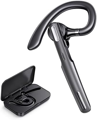 ICOMTOFIT Bluetooth Headset, Wireless Bluetooth Earpiece V5.0 Hands-Free Earphones with Built-in Mic for Driving\/Business\/Office, Compatible with iPhone and Android (Gray)