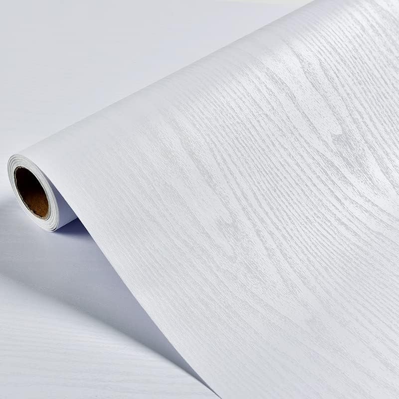 White Wood Wallpaper - White Wood Contact Paper - Peel and Stick Wallpaper Modern \u2013 Self-Adhesive Removable Wall Paper for Cabinets Countertop Furniture Kitchen Wall, Easy to Clean 17.7\u201D×78.