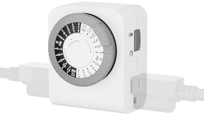 BN-LINK Outlet Timer with 2 Grounded Outlets, Mechanical Light Timer for Electrical Outlets Indoor, 24-Hour 3-Prong Timer Outlet for Lamp, Indoor Lighting and Christmas Lights, 15A\/1875W, 1 Pack