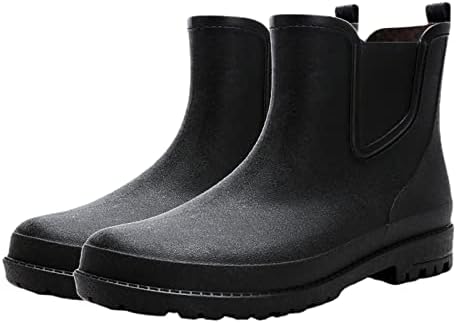 pfoosnd Mens Rain Boots Ankle Rubber Rain Boot Mens Waterproof Ankle Water Boots for Men Waterproof Garden Boots