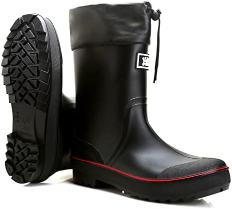 HSBDNZQ Rain Boots for Men, Waterproof Mens Rubber Boots with PVC Unique Design, Comfort Lightweight Work Mud Boots, Resistant Durable Slip Garden Boots for Farming Gardening Fishing