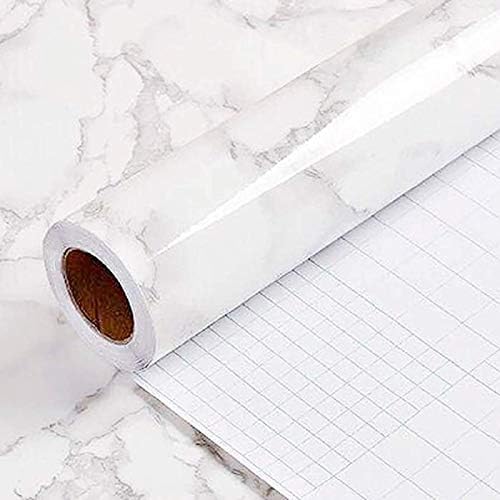Yancorp White Gray Contact Paper Marble Wallpaper Peel and Stick Countertops Backsplash for Kitchen Waterproof Renter Friendly Wallpaper Papel Tapiz para Pared (11.8&#34;X120&#34;)