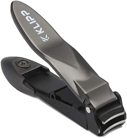 Nail Clippers for Men with Catcher - KLIPP Heavy Duty Razor-Sharp Self-Collecting Nail Cutter, Ergonomic Lever for Fingernails &amp; Toenails, Ideal Gift for Men &amp; Grooming Gifts Includes Ziplock 