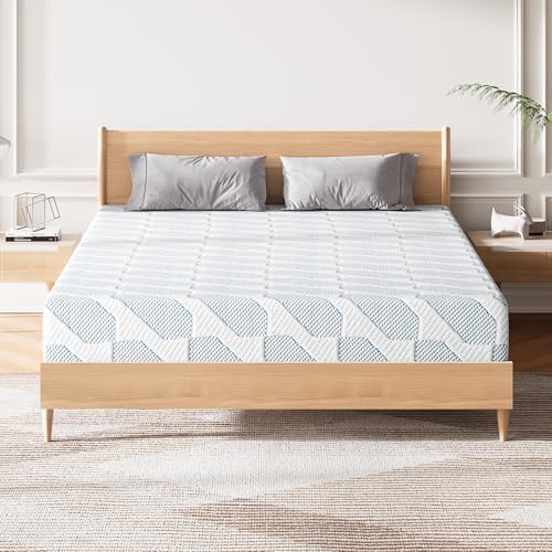 GTWMAT Full Size Mattress 10 Inch, Cooling Gel Memory Foam Mattress in a Box for Single Adult Cool Sleep Pressure Relief, Removable Washable Cover, Medium Firm Feel, CertiPUR-US Certified, Blue
